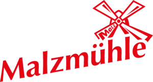 Das Logo der Brauerei zur Malzmühle mit weißem Schriftzug